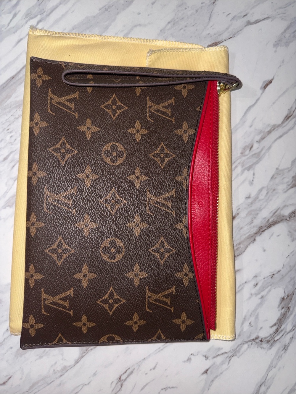 Louis Vuitton Monogram Pouch with Red Accent